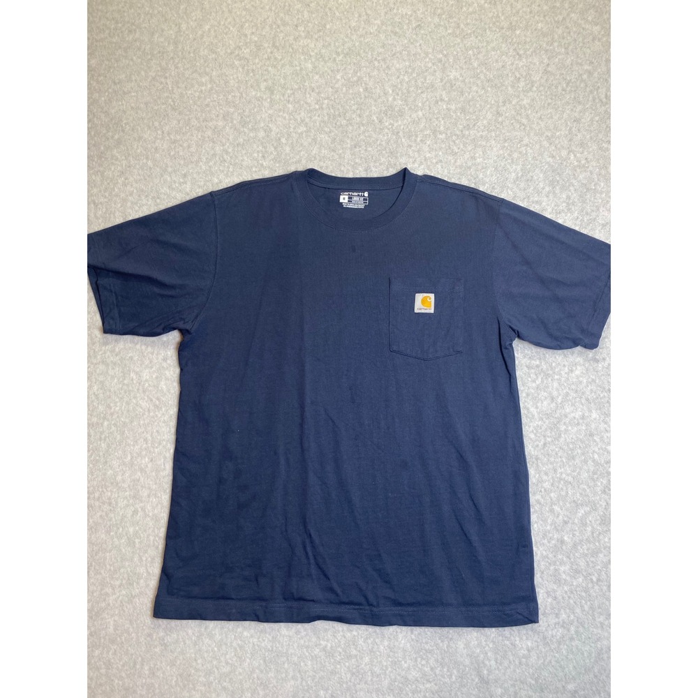 Carhartt Mens Loose Fit Short Sleeve Pocket T-Shirt Navy Blue Size Medium